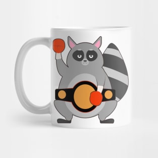 Raccoon as Boxing champ with Belt Mug